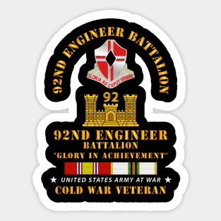 92nd Engineer  Bn w COLD SVC Sticker